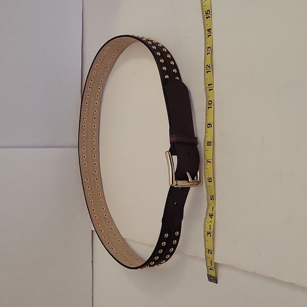 NWOT Michael Kors Brown Leather Belt with Gold Studs